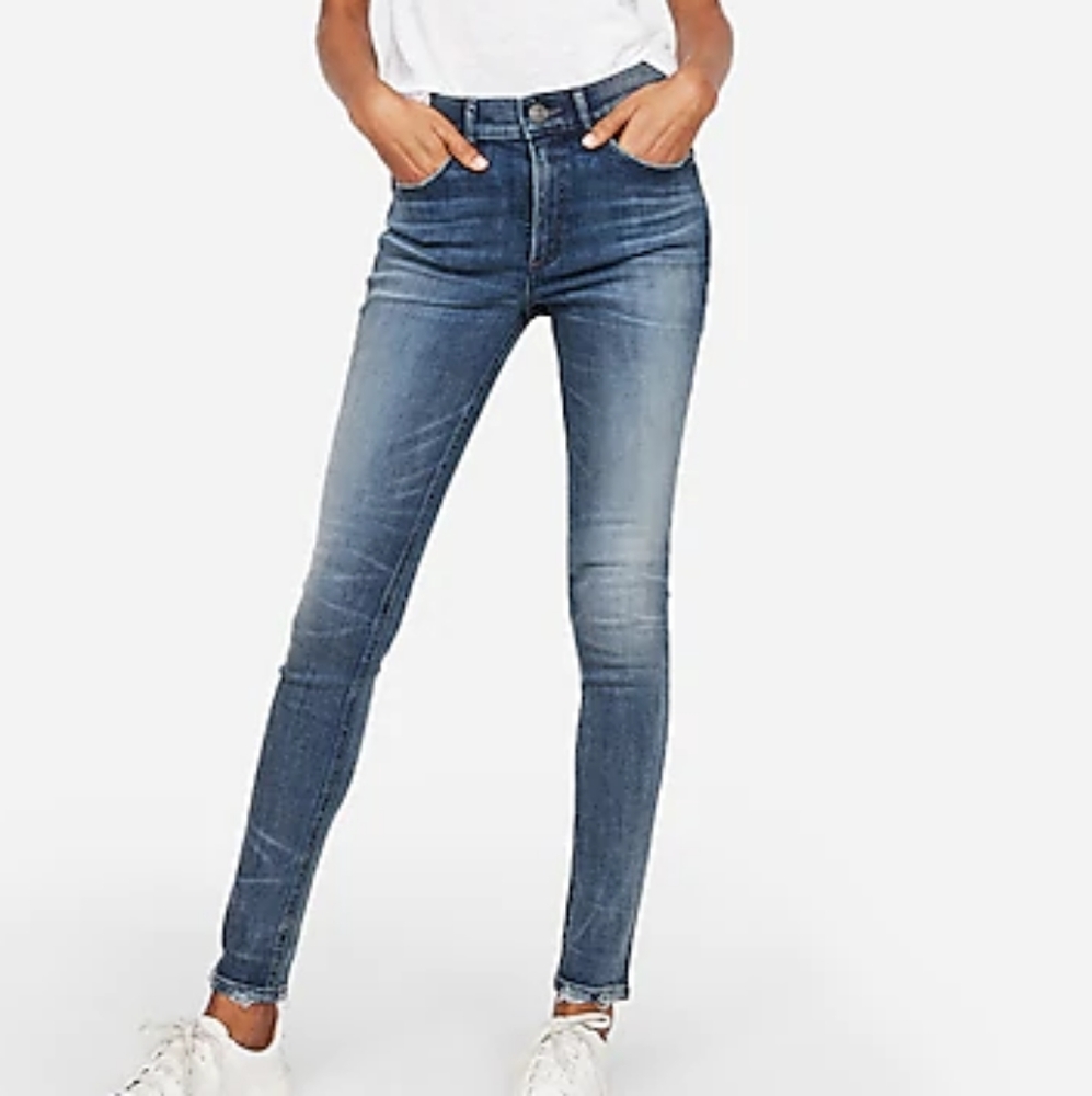 High rise denim perfect jeans medium wash